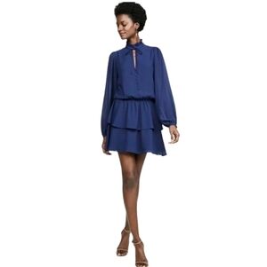 Yumi Kim Love Always Dress Long Sleeve Ruffle Cuff Navy Blue Mini Dress Size XL